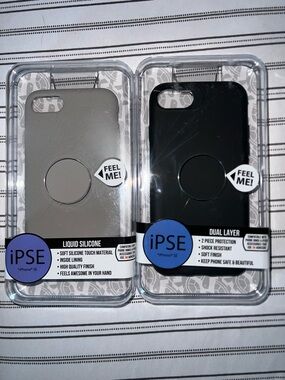 Liquid Silicone & Dual Layer iPhone SE Case - Black and Gray